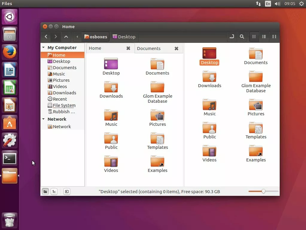 Image: Interface utilisateur du gestionnaire de fichiers Linux, Nemo