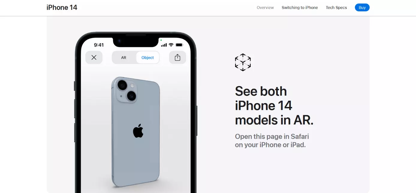 Image: Capture d’écran de la page produit Apple de l’iPhone 14